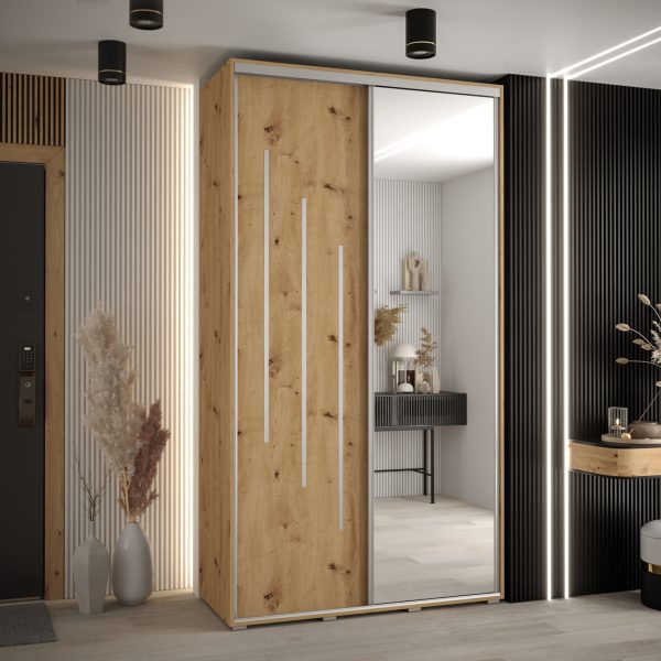 Kast CANNES 9-140 Breedte: 45 cm Korpus: artisan eiken Front: artisan eiken Lijst: zilverkleurig