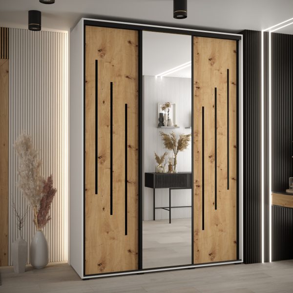 Kast CANNES 9-180 Breedte: 45 cm Korpus: wit Front: artisan eiken Lijst: zwart