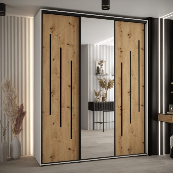 Kast CANNES 9-190 Breedte: 45 cm Korpus: wit Front: artisan eiken Lijst: zwart