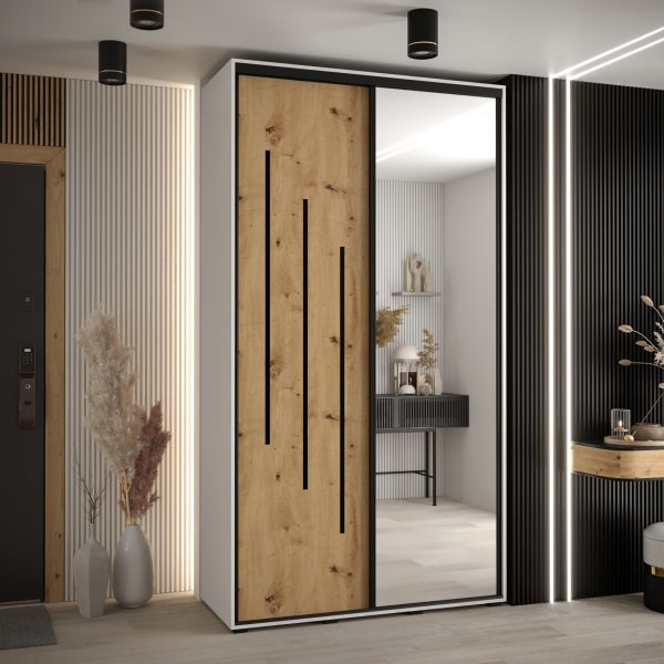Kast CANNES 9-140 Breedte: 45 cm Korpus: wit Front: artisan eiken Lijst: zwart