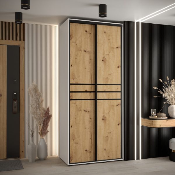 Kast CANNES 10-110 Breedte: 45 cm Korpus: wit Front: artisan eiken Lijst: zwart