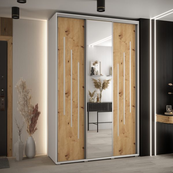 Kast CANNES 9-160 Breedte: 45 cm Korpus: wit Front: artisan eiken Lijst: zilverkleurig