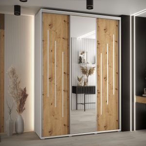 Kast CANNES 9-170 Breedte: 45 cm Korpus: wit Front: artisan eiken Lijst: zilverkleurig