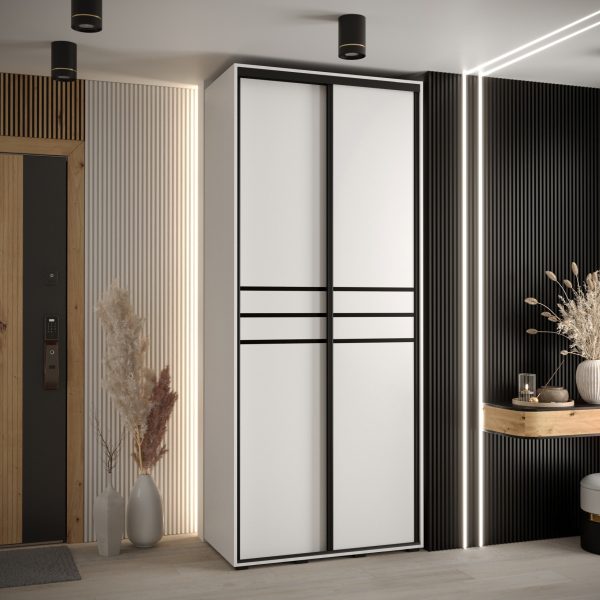 Kast CANNES 10-100 Breedte: 45 cm Korpus: wit Front: wit Lijst: zwart