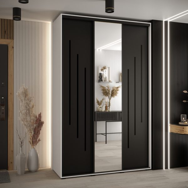 Kast CANNES 9-150 Breedte: 45 cm Korpus: wit Front: zwart Lijst: zwart