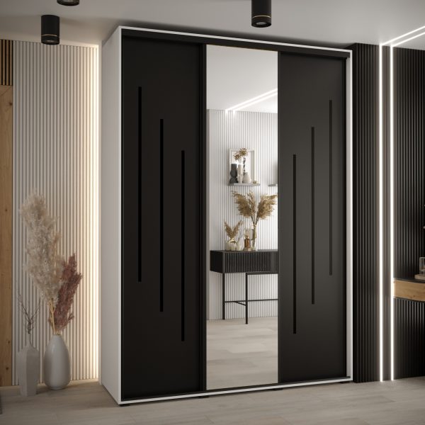 Kast CANNES 9-180 Breedte: 45 cm Korpus: wit Front: zwart Lijst: zwart