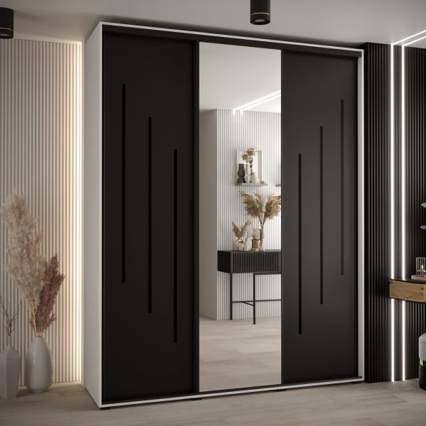 Kast CANNES 9-190 Breedte: 45 cm Korpus: wit Front: zwart Lijst: zwart
