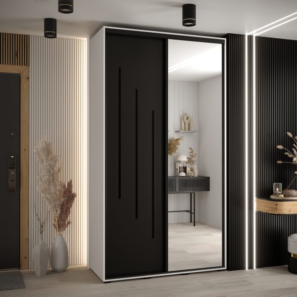 Kast CANNES 9-140 Breedte: 45 cm Korpus: wit Front: zwart Lijst: zwart