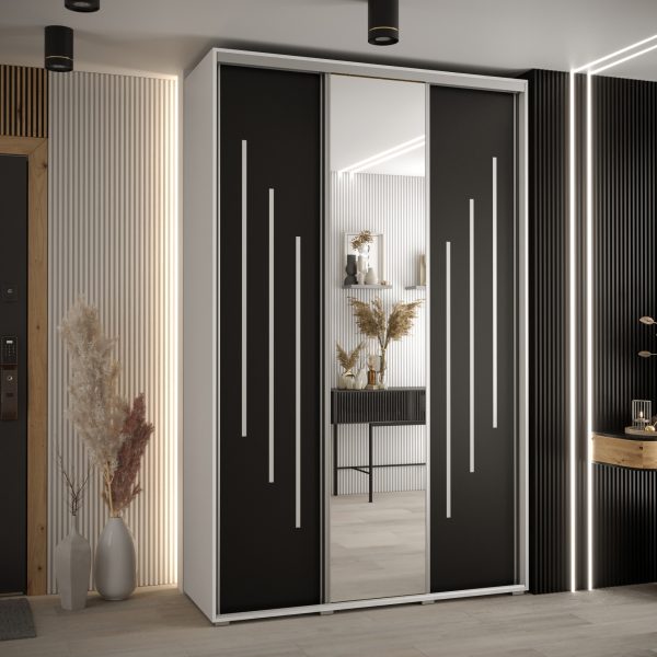 Kast CANNES 9-160 Breedte: 45 cm Korpus: wit Front: zwart Lijst: zilverkleurig