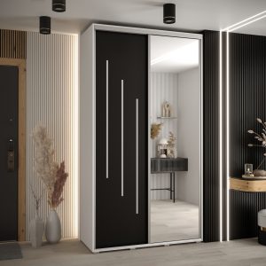 Kast CANNES 9-130 Breedte: 45 cm Korpus: wit Front: zwart Lijst: zilverkleurig