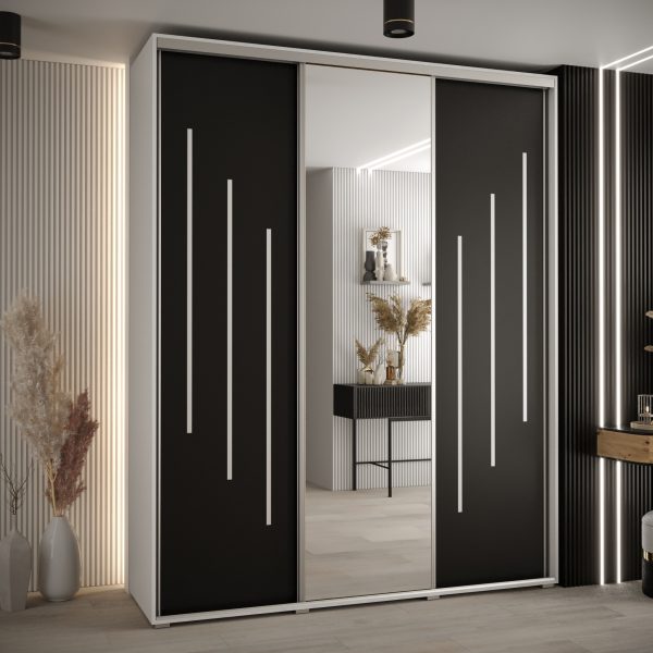 Kast CANNES 9-190 Breedte: 45 cm Korpus: wit Front: zwart Lijst: zilverkleurig