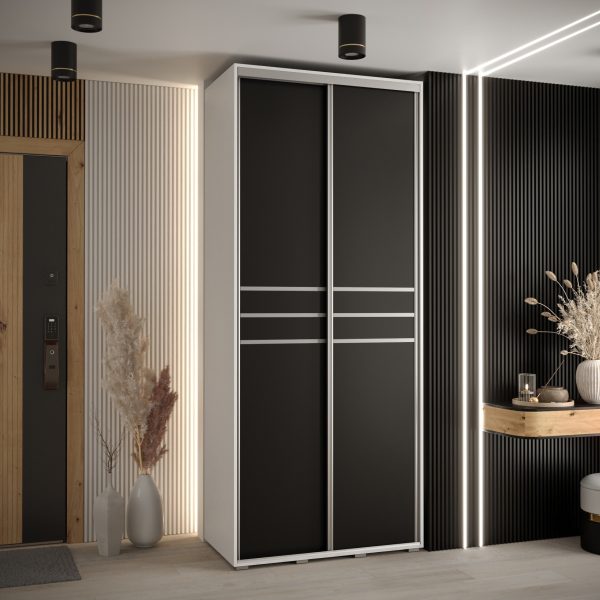 Kast CANNES 10-100 Breedte: 45 cm Korpus: wit Front: zwart Lijst: zilverkleurig
