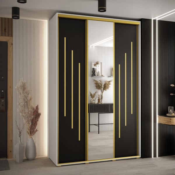 Kast CANNES 9-170 Breedte: 45 cm Korpus: wit Front: zwart Lijst: goudkleurig