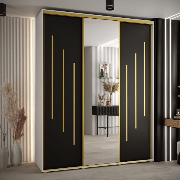 Kast CANNES 9-190 Breedte: 45 cm Korpus: wit Front: zwart Lijst: goudkleurig