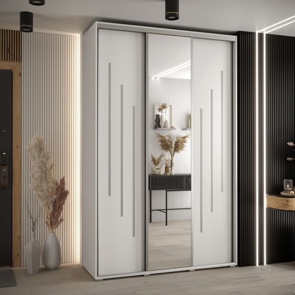 Kast CANNES 9-150 Breedte: 45 cm Korpus: wit Front: wit Lijst: zilverkleurig