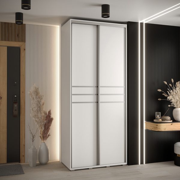 Kast CANNES 10-110 Breedte: 45 cm Korpus: wit Front: wit Lijst: zilverkleurig