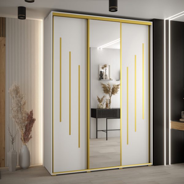 Kast CANNES 9-180 Breedte: 45 cm Korpus: wit Front: wit Lijst: goudkleurig