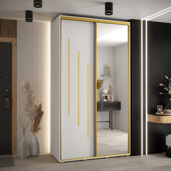 Kast CANNES 9-140 Breedte: 45 cm Korpus: wit Front: wit Lijst: goudkleurig