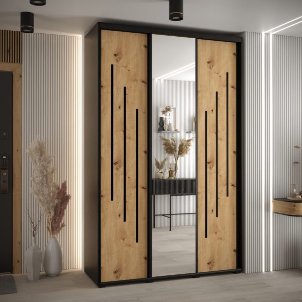 Kast CANNES 9-160 Breedte: 45 cm Korpus: zwart Front: artisan eiken Lijst: zwart