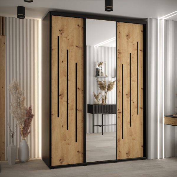 Kast CANNES 9-180 Breedte: 45 cm Korpus: zwart Front: artisan eiken Lijst: zwart