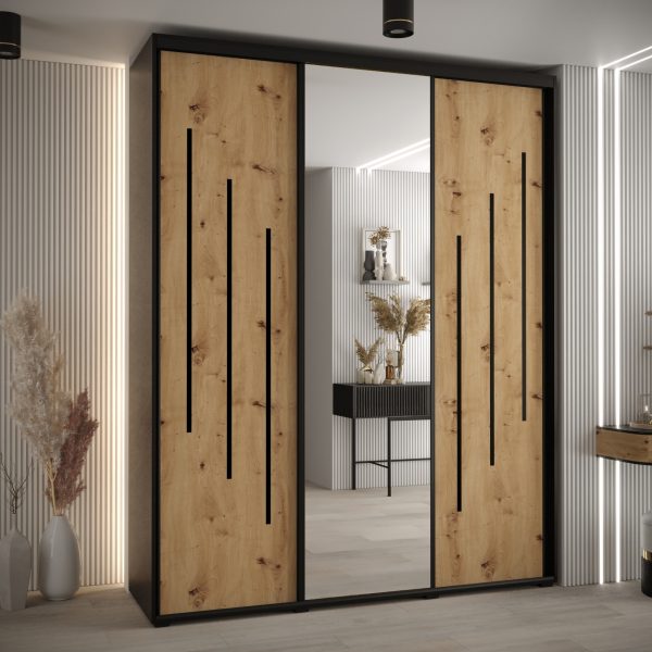 Kast CANNES 9-190 Breedte: 45 cm Korpus: zwart Front: artisan eiken Lijst: zwart