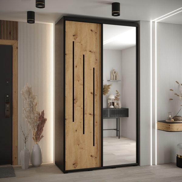 Kast CANNES 9-140 Breedte: 45 cm Korpus: zwart Front: artisan eiken Lijst: zwart