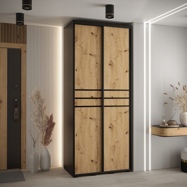 Kast CANNES 10-100 Breedte: 45 cm Korpus: zwart Front: artisan eiken Lijst: zwart