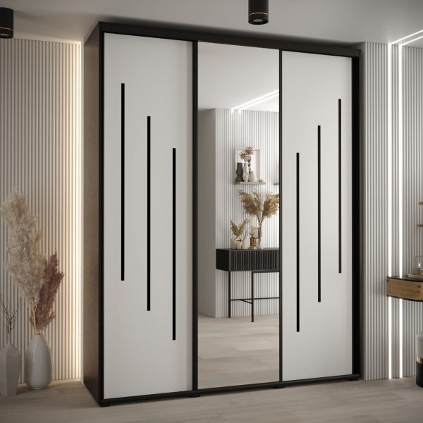 Kast CANNES 9-190 Breedte: 45 cm Korpus: zwart Front: wit Lijst: zwart