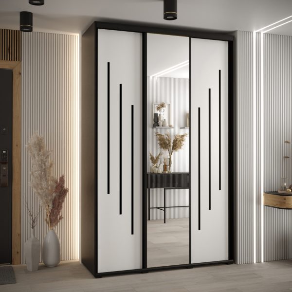 Kast CANNES 9-160 Breedte: 45 cm Korpus: zwart Front: wit Lijst: zwart