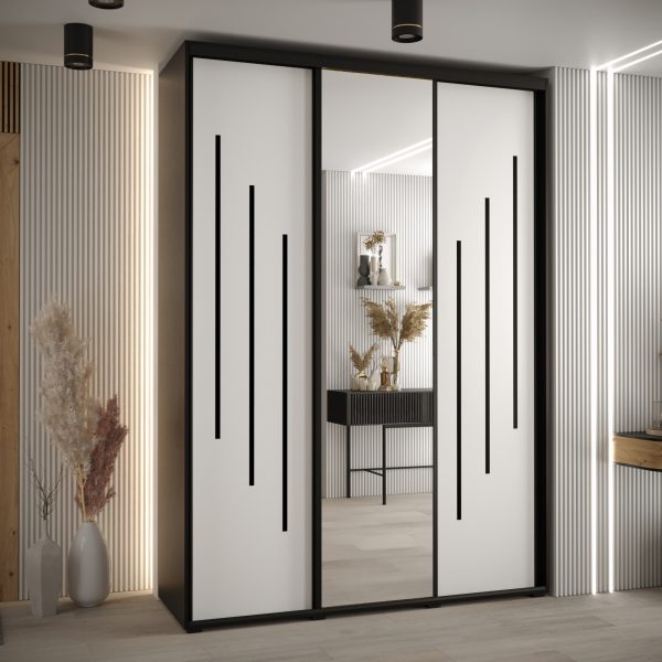 Kast CANNES 9-180 Breedte: 45 cm Korpus: zwart Front: wit Lijst: zwart