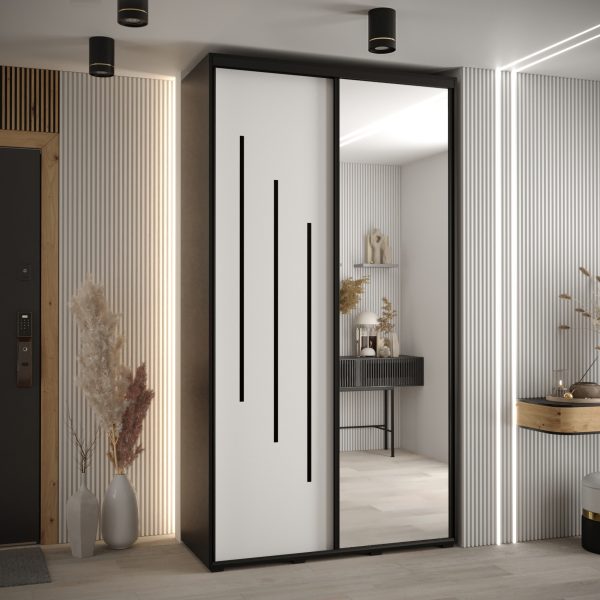 Kast CANNES 9-140 Breedte: 45 cm Korpus: zwart Front: wit Lijst: zwart