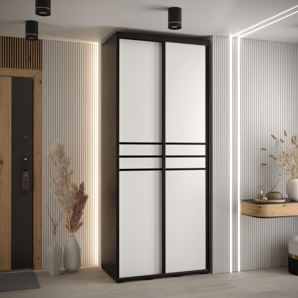Kast CANNES 10-110 Breedte: 45 cm Korpus: zwart Front: wit Lijst: zwart