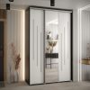Kast CANNES 9-150 Breedte: 45 cm Korpus: zwart Front: wit Lijst: zilverkleurig