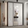 Kast CANNES 9-180 Breedte: 45 cm Korpus: zwart Front: wit Lijst: zilverkleurig