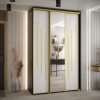 Kast CANNES 9-160 Breedte: 45 cm Korpus: zwart Front: wit Lijst: goudkleurig ,spiegel