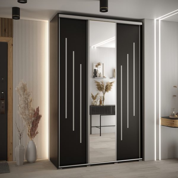 Kast CANNES 9-150 Breedte: 45 cm Korpus:zwart Front: zwart Lijst: zilverkleurig