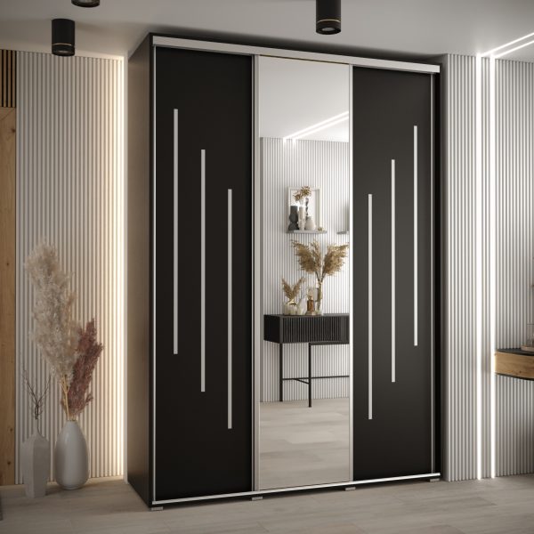 Kast CANNES 9-170 Breedte: 45 cm Korpus:zwart Front: zwart Lijst: zilverkleurig