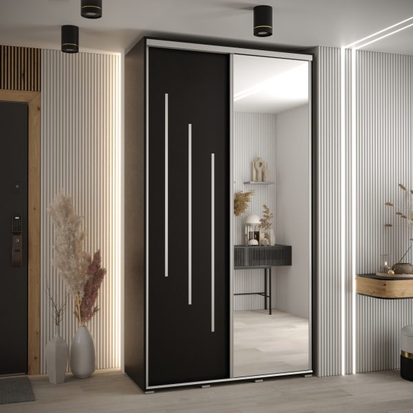 Kast CANNES 9-140 Breedte: 45 cm Korpus:zwart Front: zwart Lijst: zilverkleurig