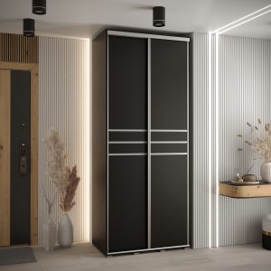 Kast CANNES 10-110 Breedte: 45 cm Korpus:zwart Front: zwart Lijst: zilverkleurig
