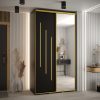 Kast CANNES 9-140 Breedte: 45 cm Korpus: zwart Front: zwart Lijst: goudkleurig ,spiegel