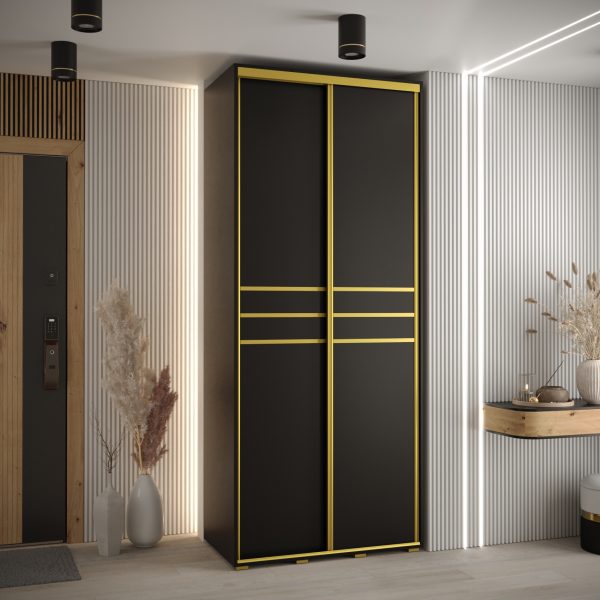 Kast CANNES 10-110 Breedte: 45 cm Korpus: zwart Front: zwart Lijst: goudkleurig