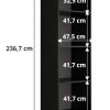 Het binnenwerk van de kast met afmetingen