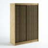 Een ruime kledingkast in loftstijl met lamellen, perfect voor de slaapkamer, woonkamer of hal, in de kleur artisan eiken.