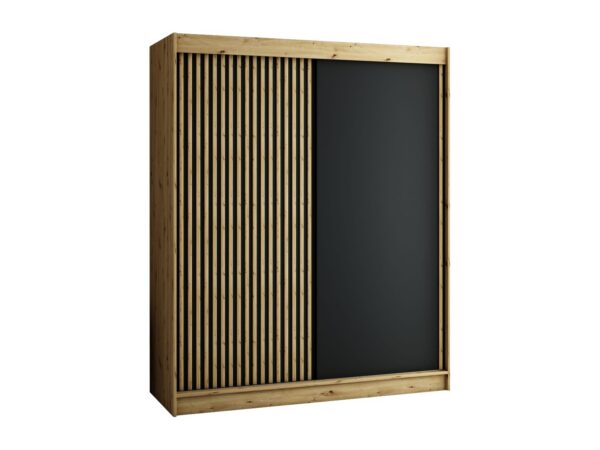 Moderne kleerkast LAMELO 180 met lamellen. Hij wordt gekenmerkt door zijn moderne design en elegante uitstraling.
