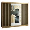 LAMELO II 250 eiken kast met lamellen en spiegel. Deze kledingkast is extreem ruim en functioneel