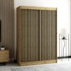 Ruime kledingkast in loftstijl met lamellen, ideaal voor de slaapkamer, woonkamer of hal, uitgevoerd in de kleur artisan eiken.