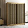 Ruime LAMELO kledingkast in loftstijl met lamellen – perfect voor de slaapkamer, woonkamer of hal, uitgevoerd in de kleur artisan eiken.