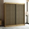 De LAMELO I kledingkast met lamellen op de fronten in loftstijl is een ruime en functionele kast in de kleur artisan eiken. Perfect voor iedereen die op zoek is naar een combinatie van modern design en praktische opbergruimte in de slaapkamer, woonkamer of hal.