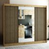 LAMELO II 250 eiken kast met lamellen en spiegel. Deze kledingkast is extreem ruim en functioneel