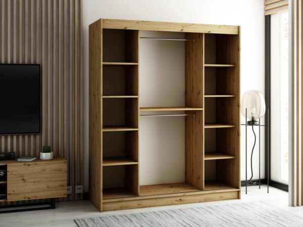 Moderne kleerkast LAMELO 180 met lamellen. Hij wordt gekenmerkt door zijn moderne design en elegante uitstraling.